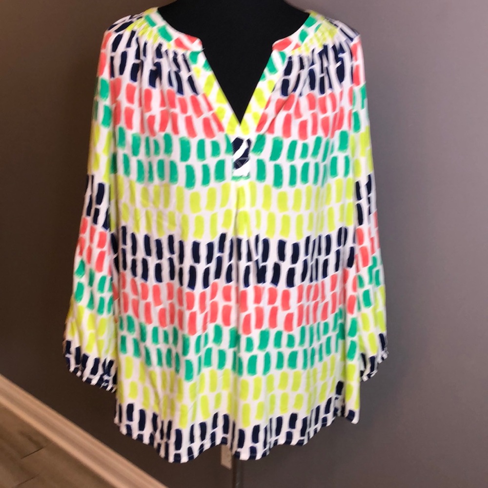 Crown & Ivy Bold Bright Multicolor Top